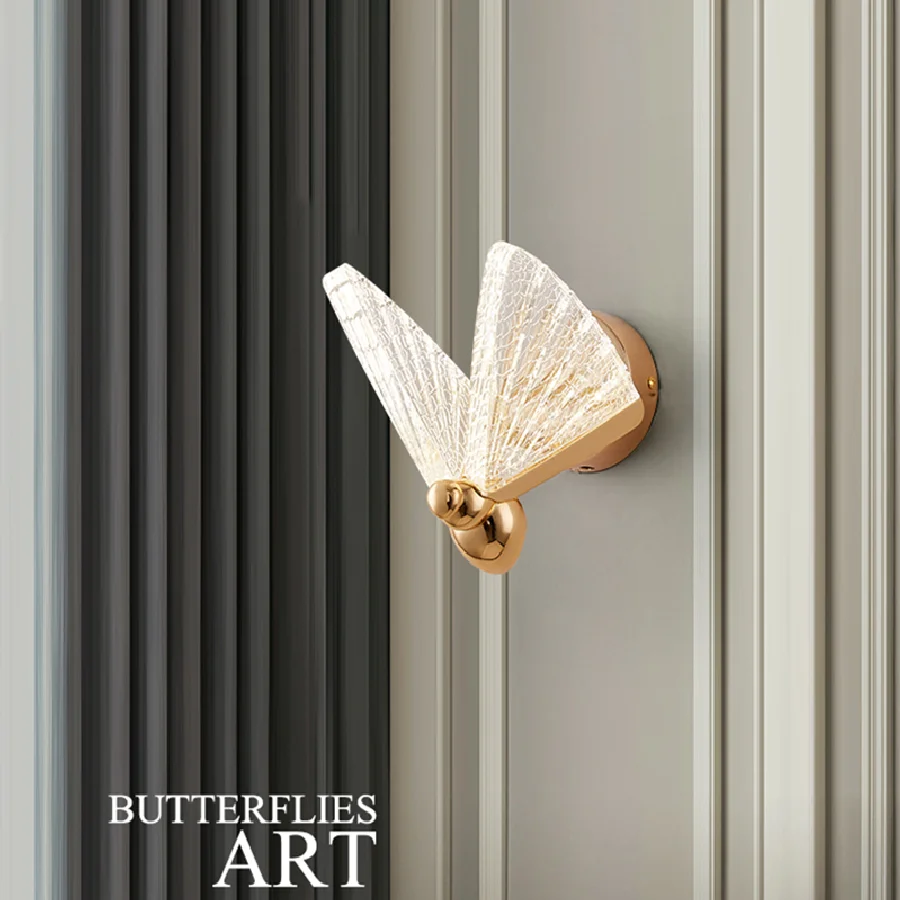 

Modern Copper Butterfly Wall Lamp Indoor Ambient Light Porch Sconce Aisle Living Room Bedroom Background Wall Light Stair Light