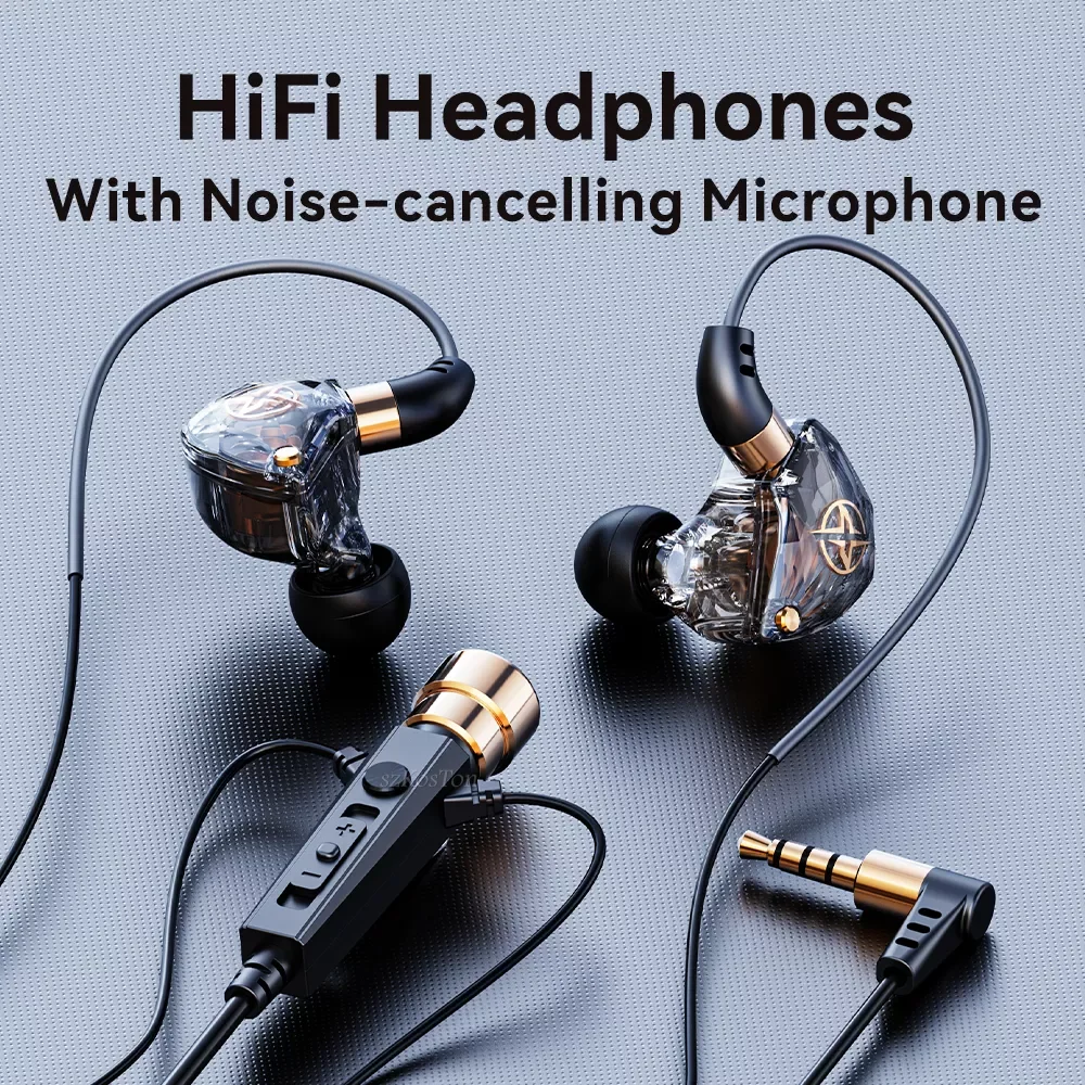 

3.5mm Wired Headphones with Microphone Bass HiFi Earphones Headset Streaming Karaoke Earbuds for Mobile Phones Headphone