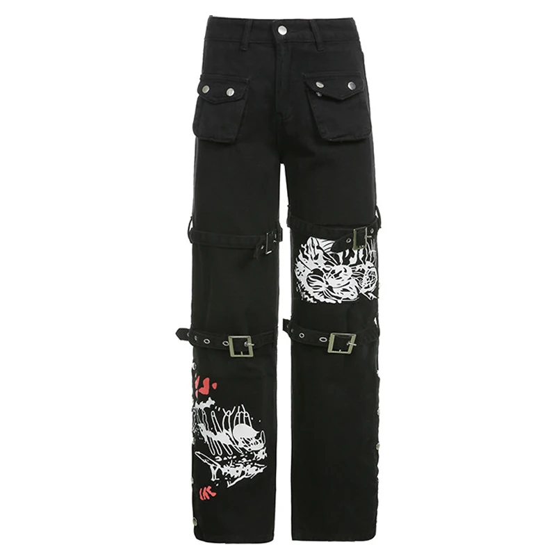 

2022 Gothic Emo Alt Cargo Pants Techwear Hippie Baggy Pants Goth Punk Black Trousers Academic Dark Clothes Cyber Y2k Pants 90S