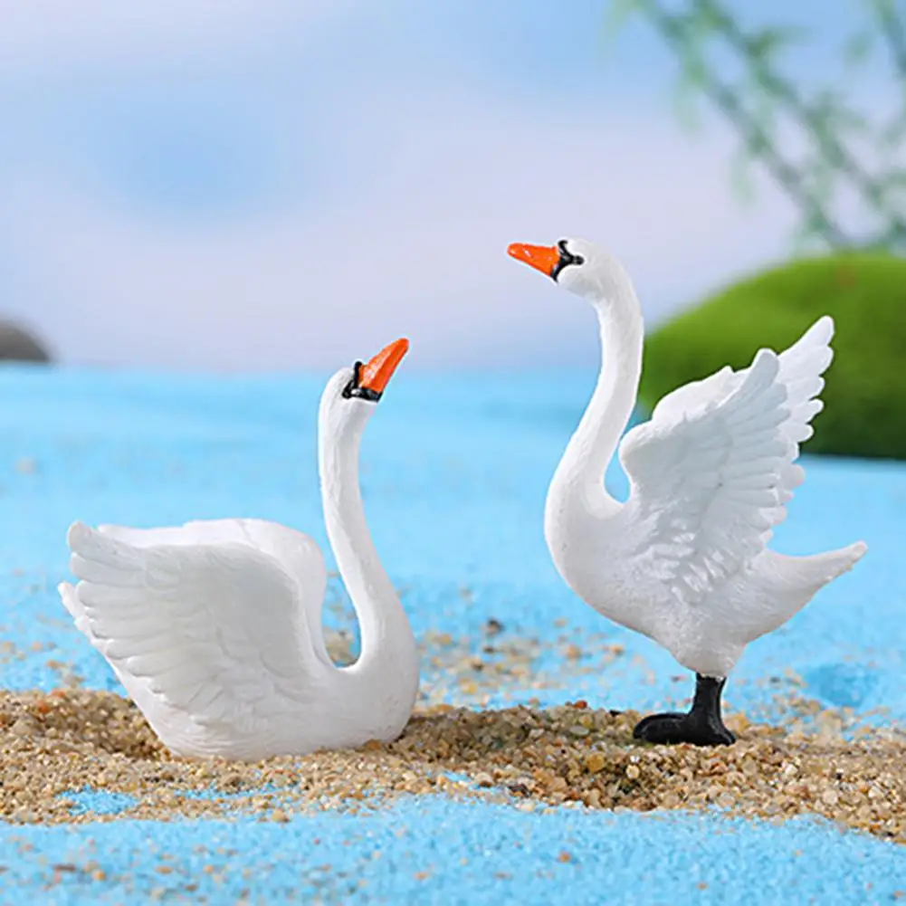 4 шт. миниатюры лебедя милые домашние садовые фигурки реквизит для съемок микро