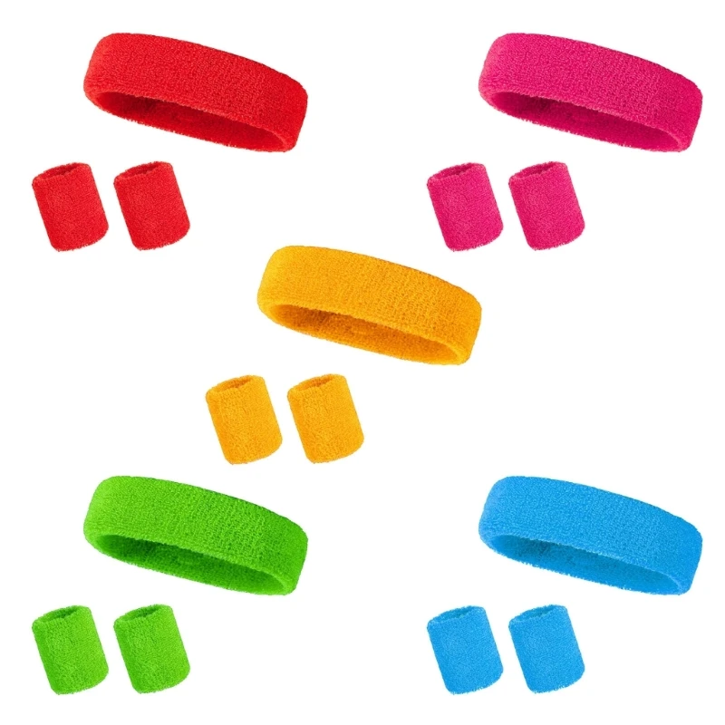 

Colorful Running Headband Wrist Support Brace Elastics Breathable Wristbands Set