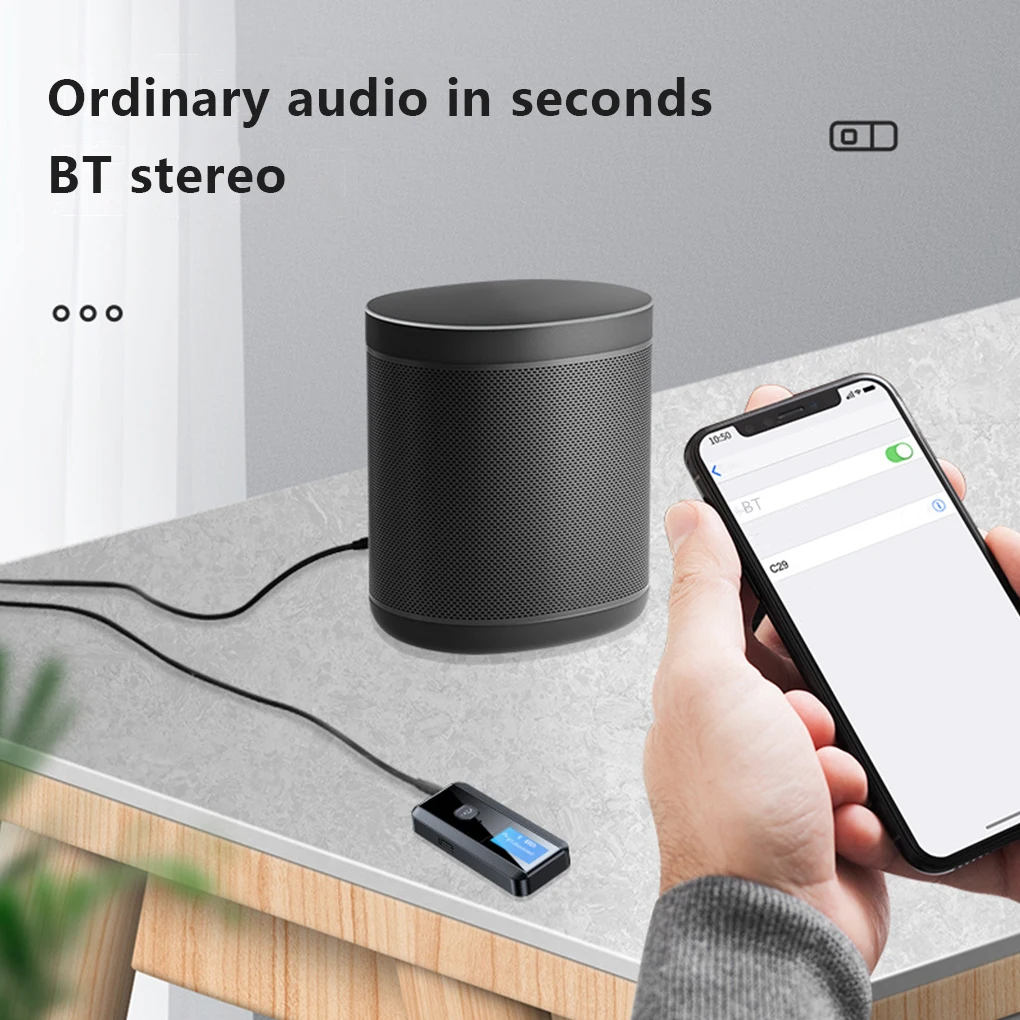 

LCD Wireless Receiver Transmitter Computer 3.5mm Portable HiFi Sound Bluetooth-compatible 5.0 Rechargeable Audio Adapter