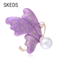 skeds fashion women pearl butterfly brooches enamel insect metal vinteage jewelry wedding party accessoreis brooch pin gift