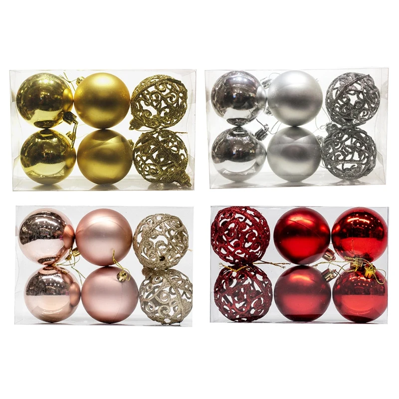 

6PCS Christmas Tree Decoration Ball, New Year Decoration Shopping Mall Ceiling Window Bright Hollow Ball