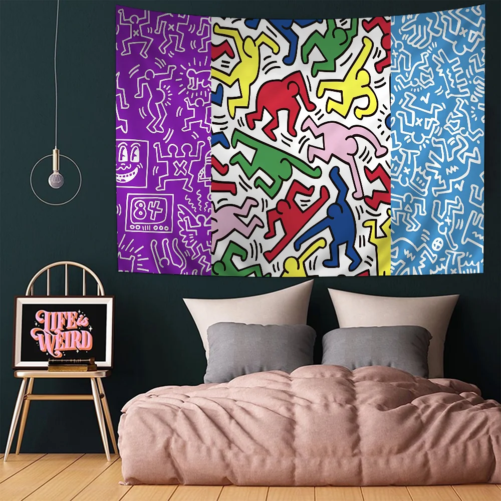 K-Keiths-Harings DIY Wall Tapestry Art Science Fiction Room Home Decor