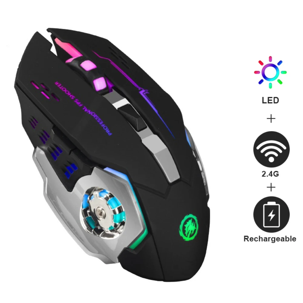 

Мышь Компьютерная аккумуляторная Бесшумная со светодиодный кой, RGB