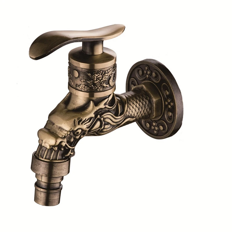 

2X Antique Bronze Bibcock Garden Wall Mounted Decorative Tap Home Use Small Single Hole Outdoor Water Faucet Zinc Alloy