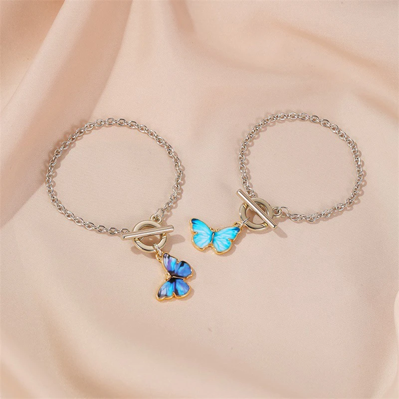 

2023 Kpop Harajuku Personality Bracelet Aesthetic Butterfly Ot Buckle Titanium Steel Chain Bracelet For Women Lovers Jewelry