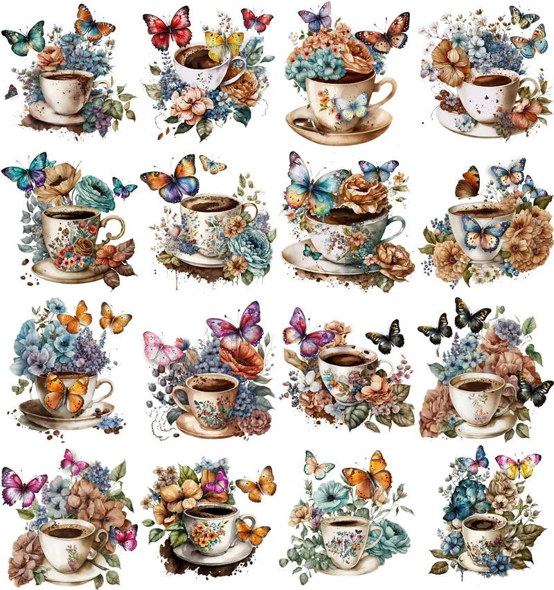 Наклейки с изображением кофейной бабочки поделки и скрапбукинг наклейки для