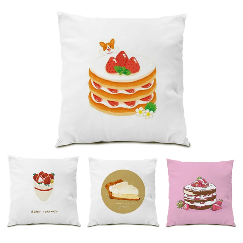 

Pillowcase Square Velvet Personalize 18 Inches Custom Office Protection Bedroom Comfortable Strawberry Cake Cushion Cover E1238