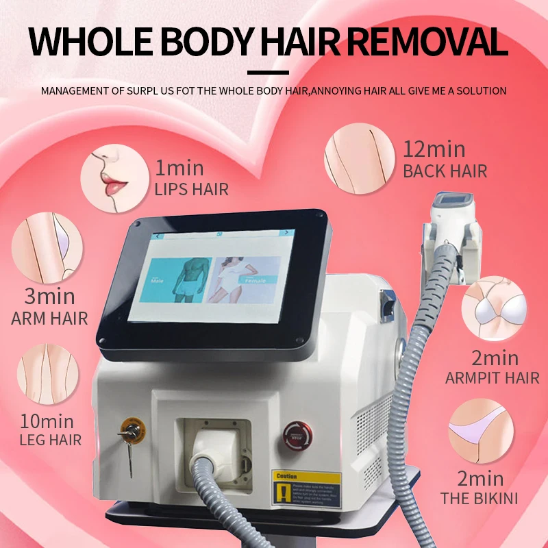 

2023 NEWEST 3 Wavelength 755nm 808nm 1064nm ICE Diode Permanent Laser Hair Removel Machine