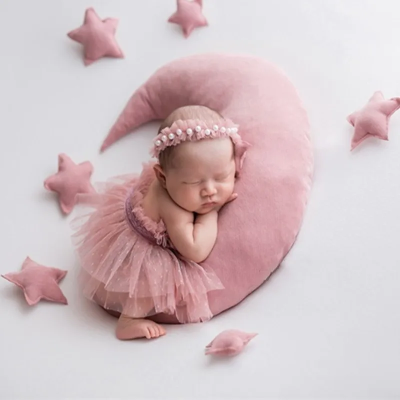 

Newborn Girl Photo Dresses Romper Lace Princess Dress Hat Sets Baby Infant Souvenir PIcture Clothing 0-3 Months Photo Cotumes