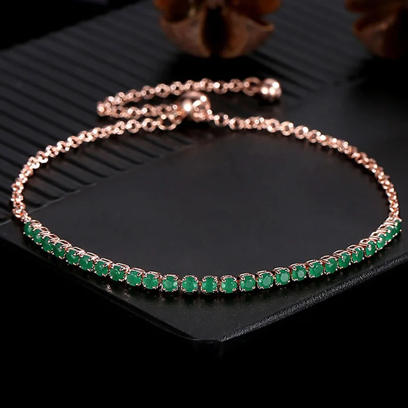 

Fashion Simple Single Row Diamond Bracelet Adjustable High Quality Copper Inlaid Zircon Bracelet Colorful Bridal Hand Jewelry
