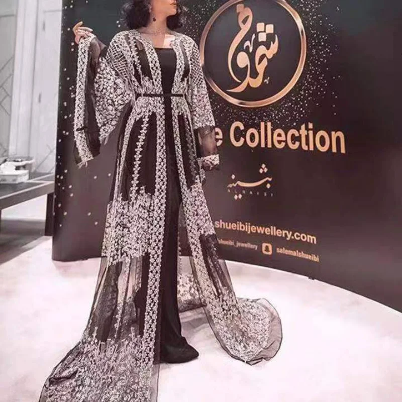 Robe Dubai Islam Hijab Muslim Dress Abaya Caftan Marocain Qatar Oman Turkey Clothing 2 Pices African Luxury Femme Kimono Kaftan