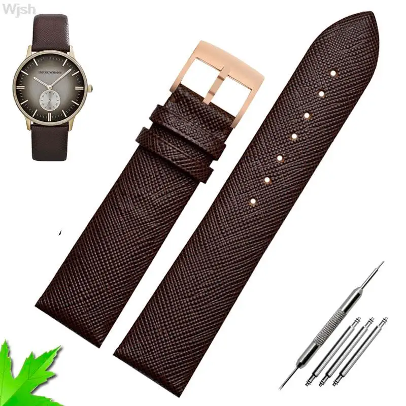 

Fashion Lizard Texture Leather Watchband Pin Buckle Watch Strap for AR1674 AR0382 AR1722 Women and Man 18mm 20mm 22mmBlackGreen