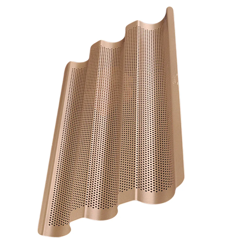 

1 шт., простой антипригарный поднос для французского хлеба, тяжелая стальная форма с тремя слотами для пекарни (золото шампанского)