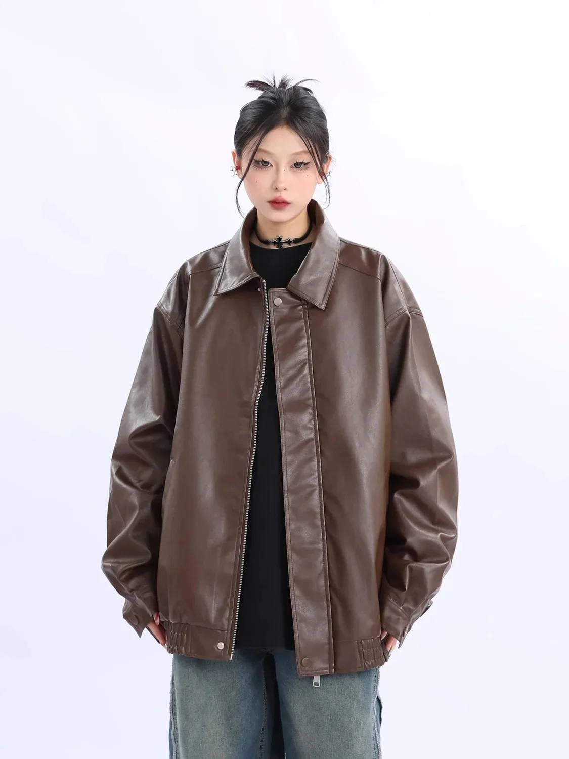 

New Autumn Traf American Women Coat Women's Retro Brown Leather Jacket 2023 Trf Jackets Clothing Winter