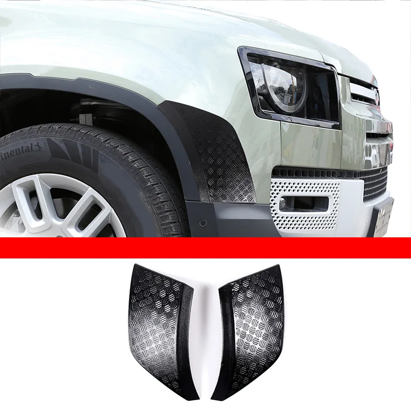 

For Land Rover Defender 90 110 130 2020-23 ABS Glossy Black Car Front bumper side anti-scratch plate Cover Trim Car Accessories