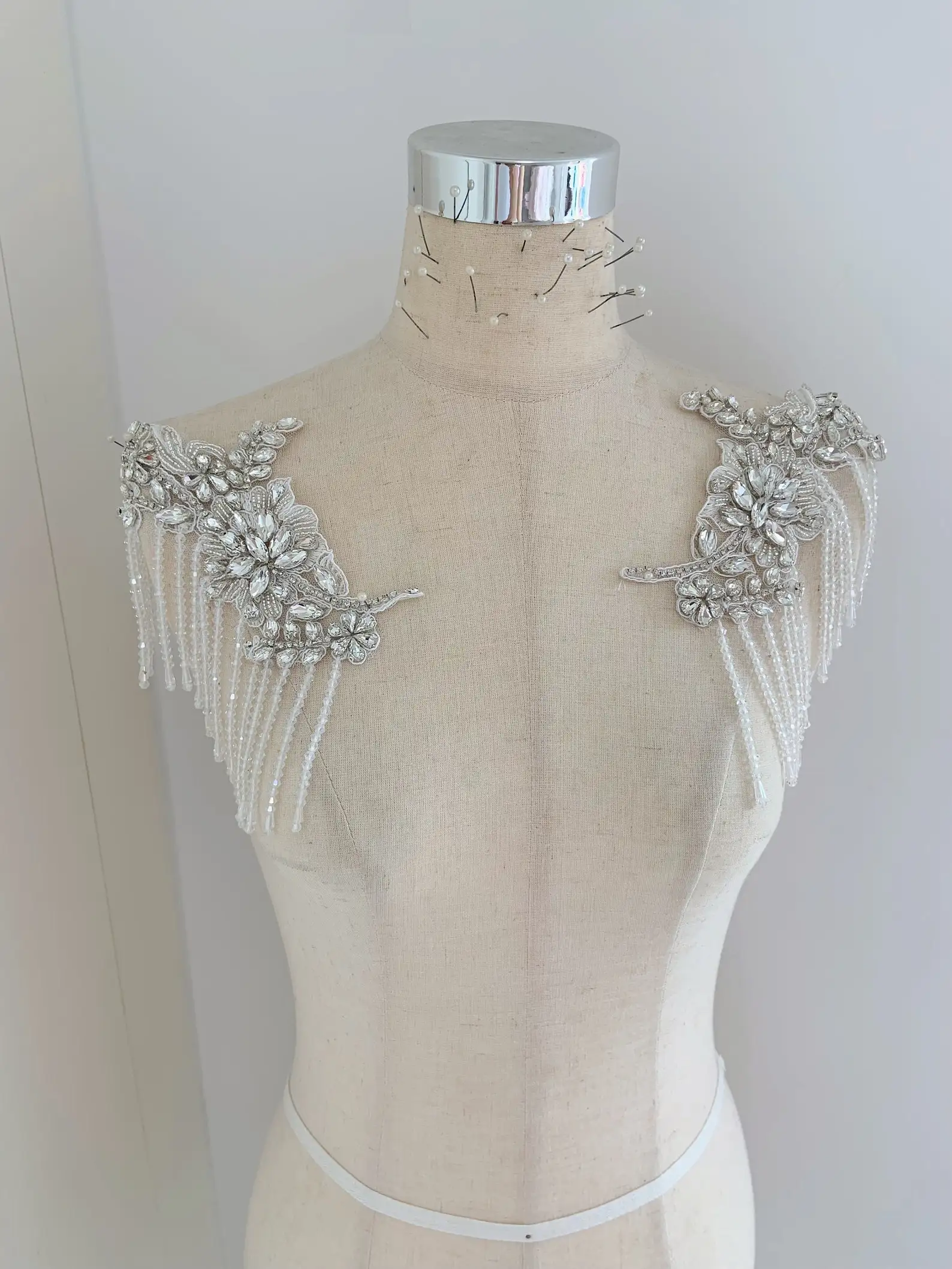 Серебряная фотоаппликация с бахромой тяжелая ручная работа кисточкой для