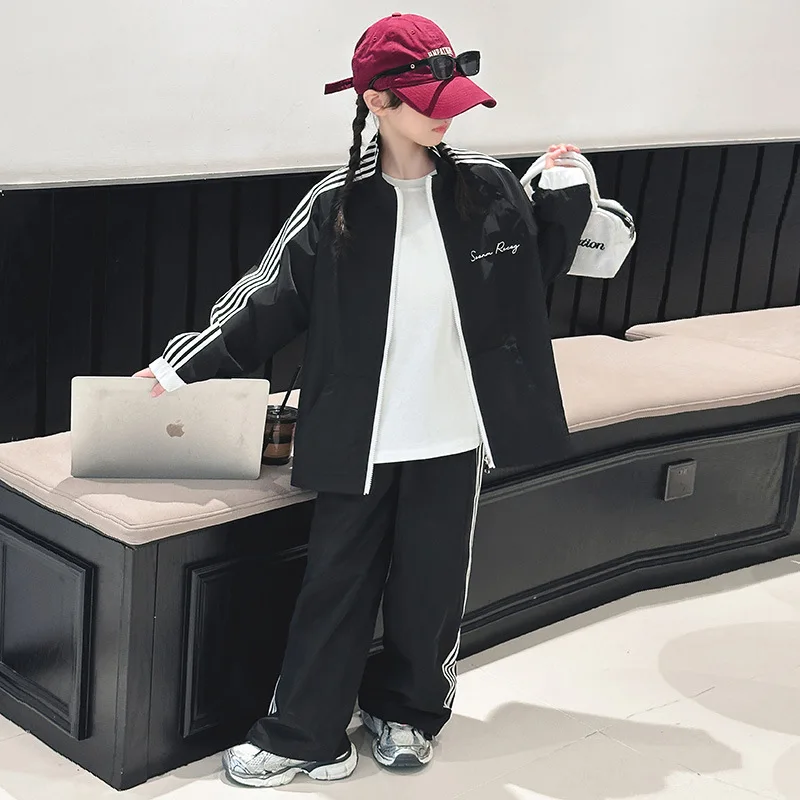 Детский спортивный костюм ZOETOP для девочек спортивная куртка на молнии и штаны в