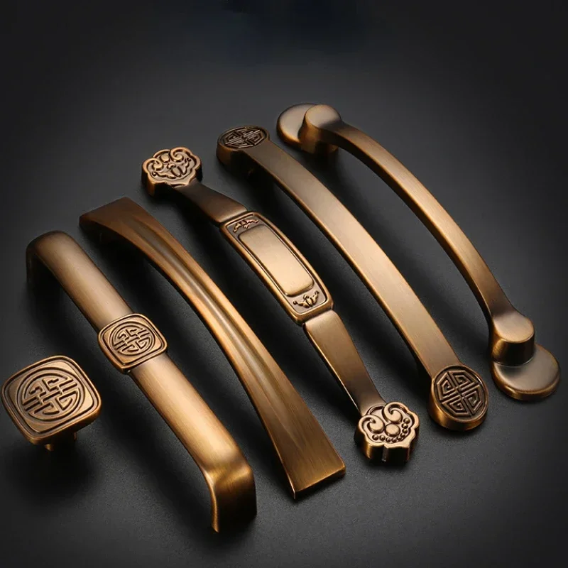 Ручка для кухонного шкафа желтая бронзовая ручка в стиле ретро из цинкового