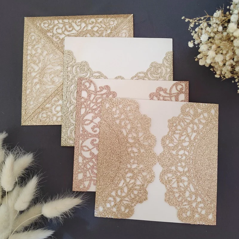 50 шт. кружевные карманные приглашения на день рождения