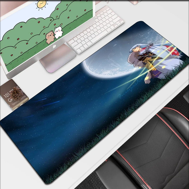 

Игровой коврик для мыши Inuyasha, нескользящий коврик для мыши, игровые аксессуары, Удлиненный коврик, коврик для настольного компьютера, клави...