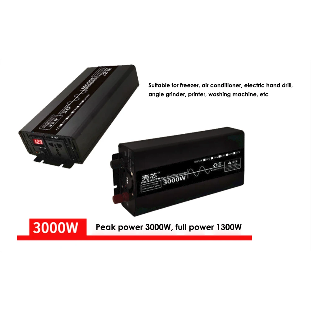 

3000W Pure Sine Wave Inverter 12V 220V Power Converter Adaptor 12V ~ 220V 1600w Home Solar Inverter Power Bank for Truck Outdoor