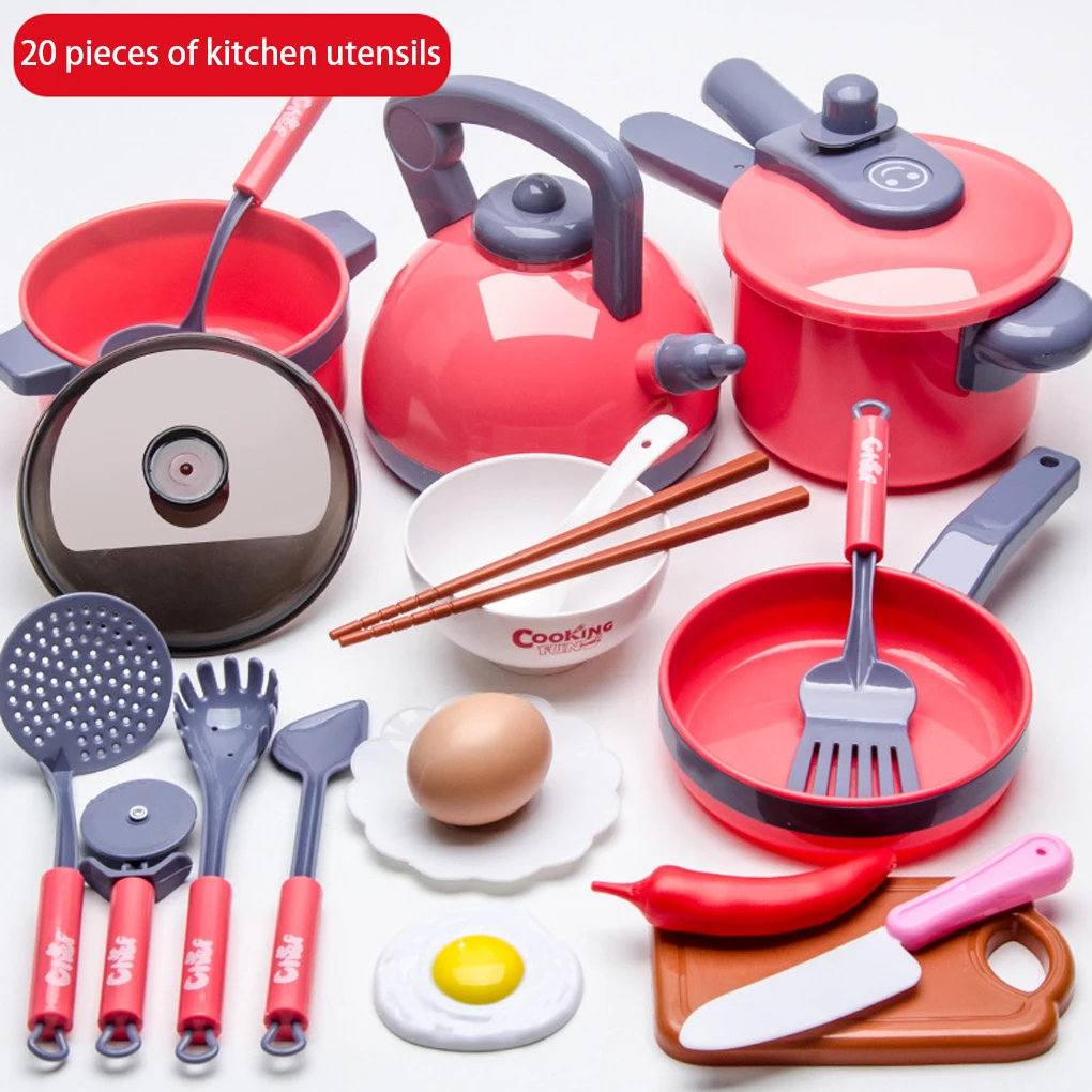 20 Pieces Set Children Portable Simulation Cookware Model Assortment Cooking Tool Toy Assorted Kit Educational Teaching Tool images - 6