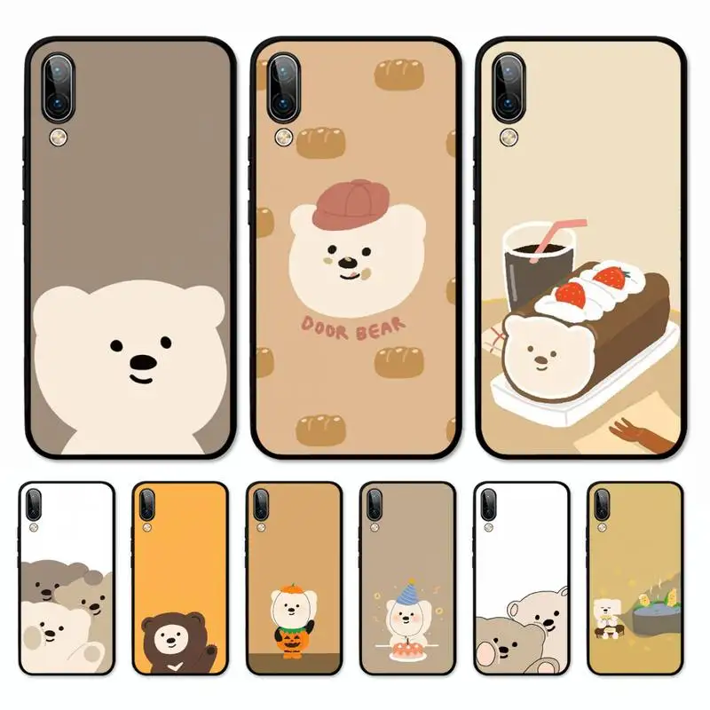

Cute Cartoon Bear Animal Phone Case for Vivo Y91C Y11 17 19 17 67 81 Oppo A9 2020 Realme c3