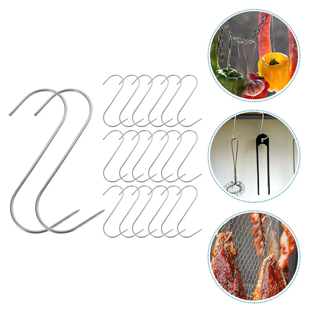 

30pcs Stainless Steel Poultry Hooks Metal Meat Hooks Multifunctional Hooks S Shaped Hooks