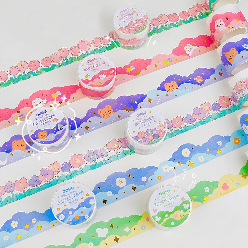

25mm*3m Cute Stars Clouds Washi Tape Kawaii Masking Tapes DIY Scrapbooking Journal Planner Stickers Korean Stationery Office