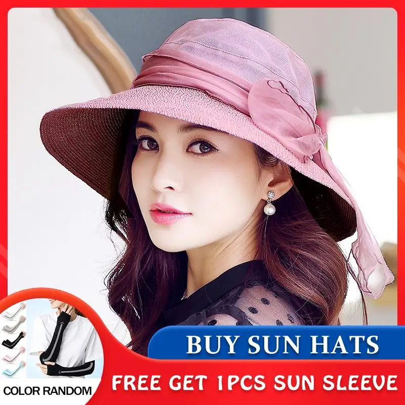 

[PTAH] Summer Hats for Women Temperament 100% Mulberry Silk Hats Sun Protection Breathable Caps Women's UPF50+ Beach Hats Female