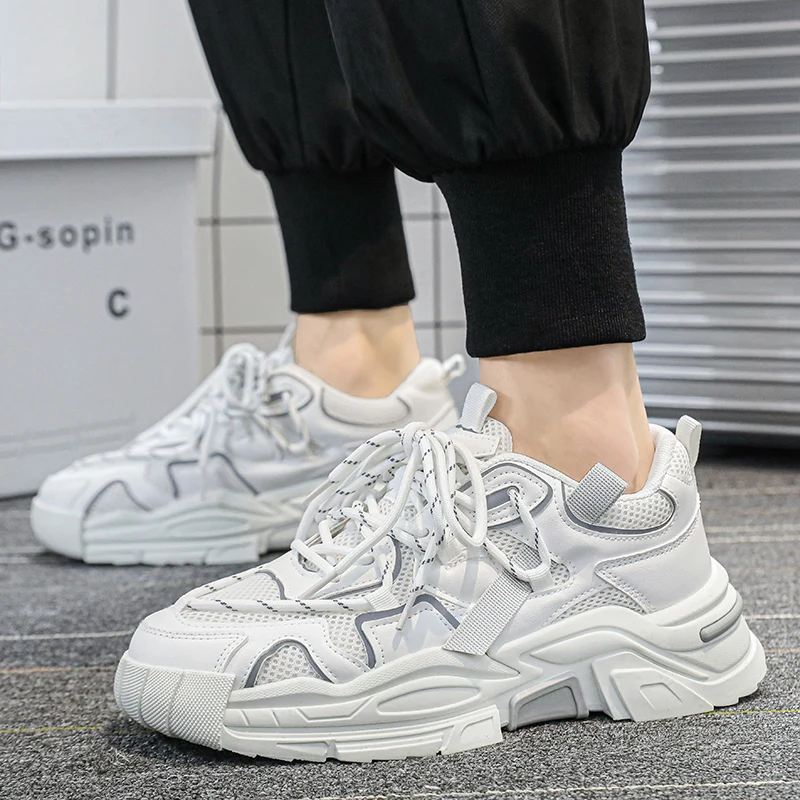 Мужские кроссовки на платформе повседневная спортивная обувь для ходьбы дышащие