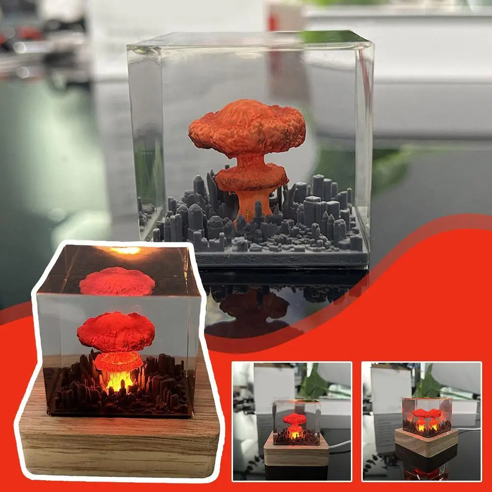 

Handmade Original Atomic Bomb Resin Lava Lamp USB Night Light Halloween Christmas Gifts Creative Crafts Home Bedroom Table Lamp