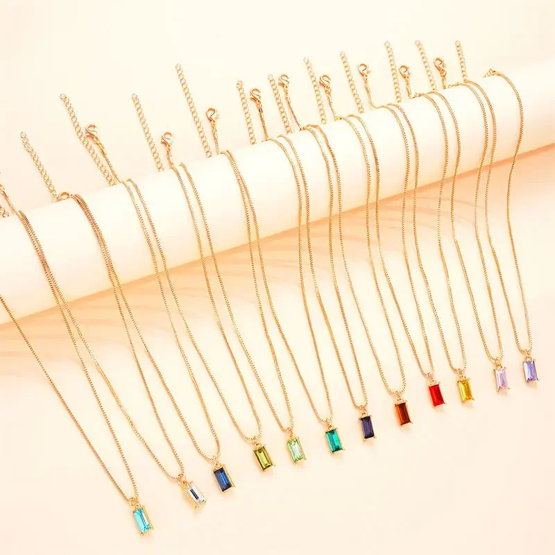 Корейский новый квадратный кубический цирконий кулон ожерелья для женщин модный