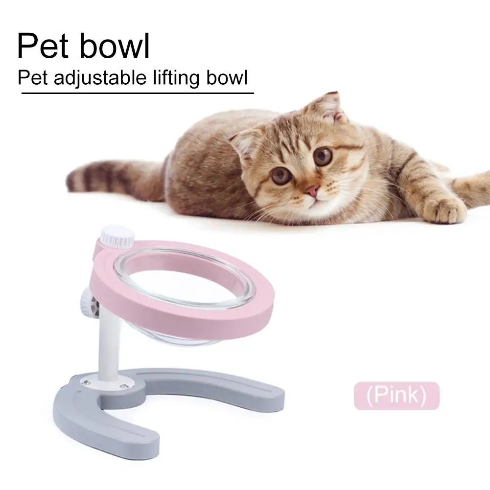 

Pet Adjustable Lifting Bowl Dog Cat Non-slip Neck Protection Inclined Glass Food Bowl Feeder