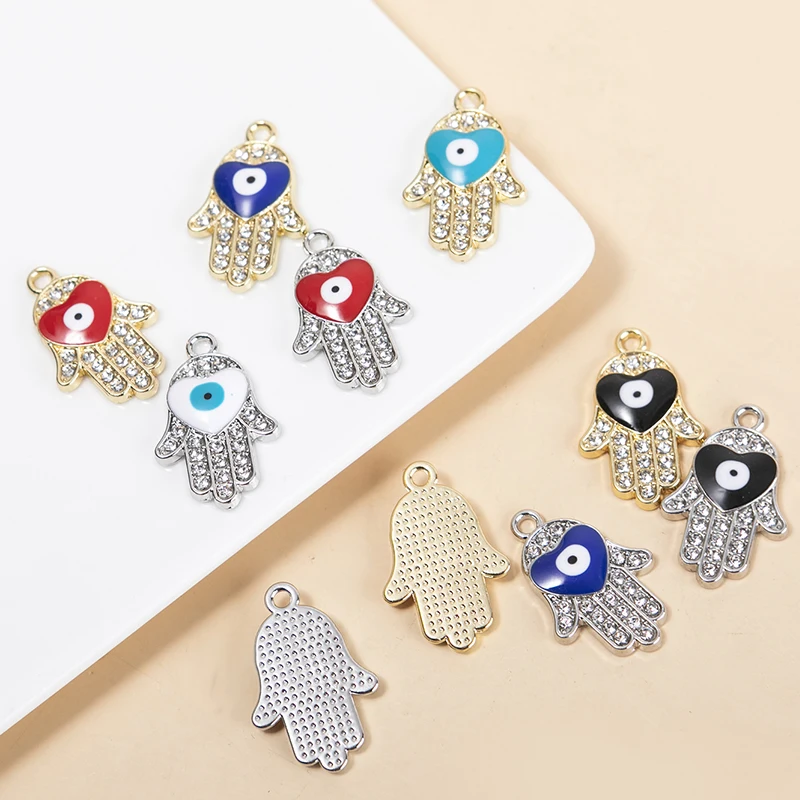 HEYUYAO 10 шт./лот Смешанные Подвески в форме сердца глаз пальмы горного хрусталя