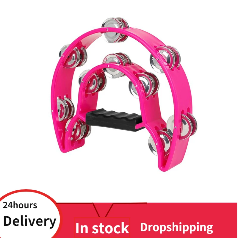 

Round Percussion Double Row Handbell Tambourine Double Half Moon Tambourine Percussion Drum Party Game Baby Toy dropshipping