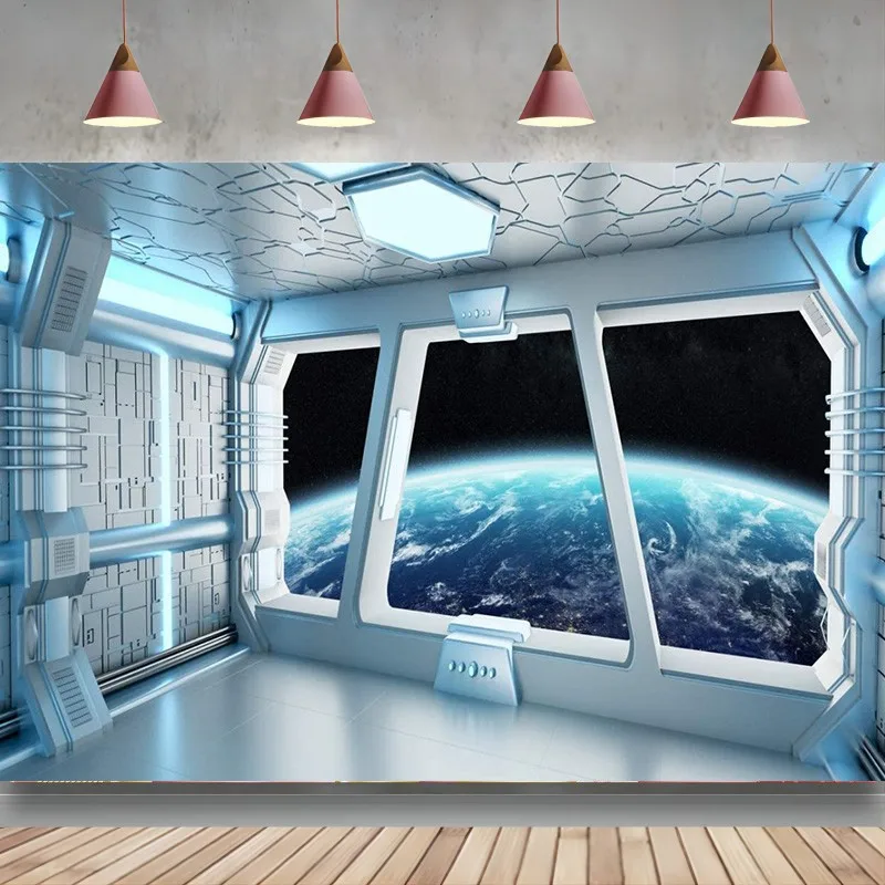 

Spaceship Interior Background Futuristic Science Photography Backdrop Spacecraft Cabin Galaxy Outer Space Station Studio Props