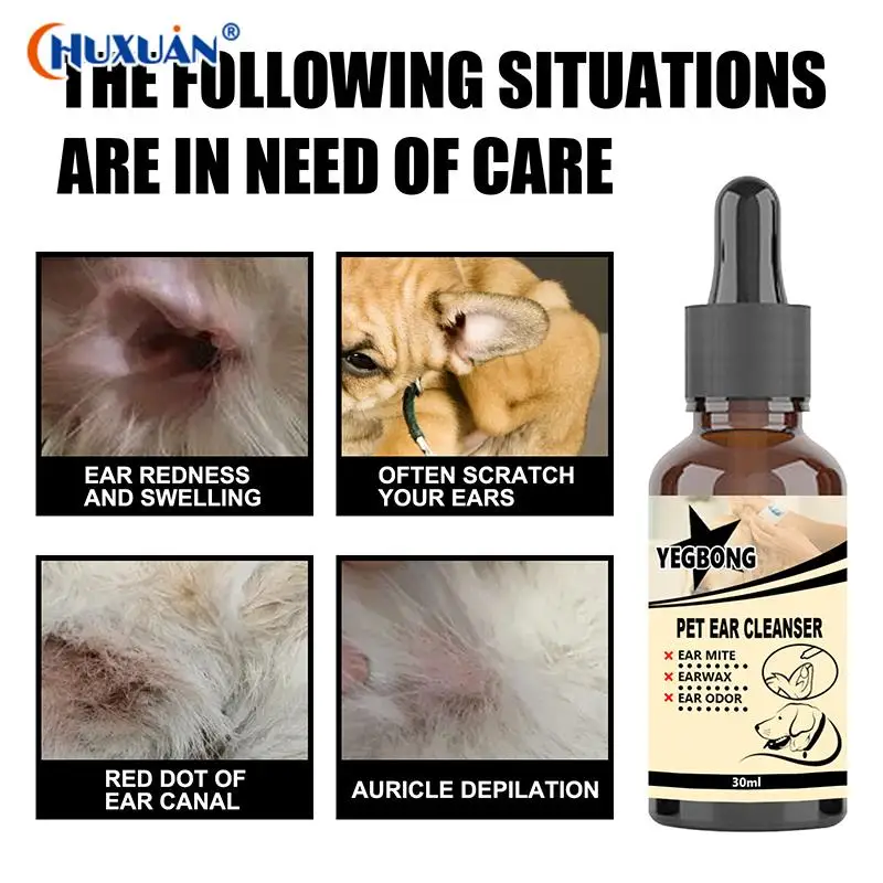 

Cat And Dog Ear Cleaner Pet Ear Drops 30ml For Infections Control Yeast Mites Removes Ear Mites And Ear Wax Relieve Itching