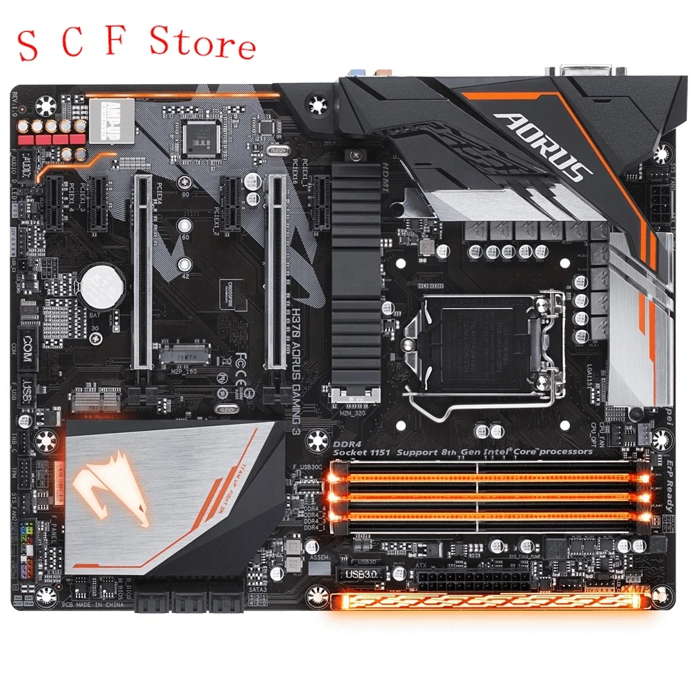 

Материнская плата для настольного компьютера H370 AORUS Gaming 3 LGA 1151 для Gigabyte 64 Гб PCI-E 3,0 M.2 DDR4 Core i7/i5/i3 ATX