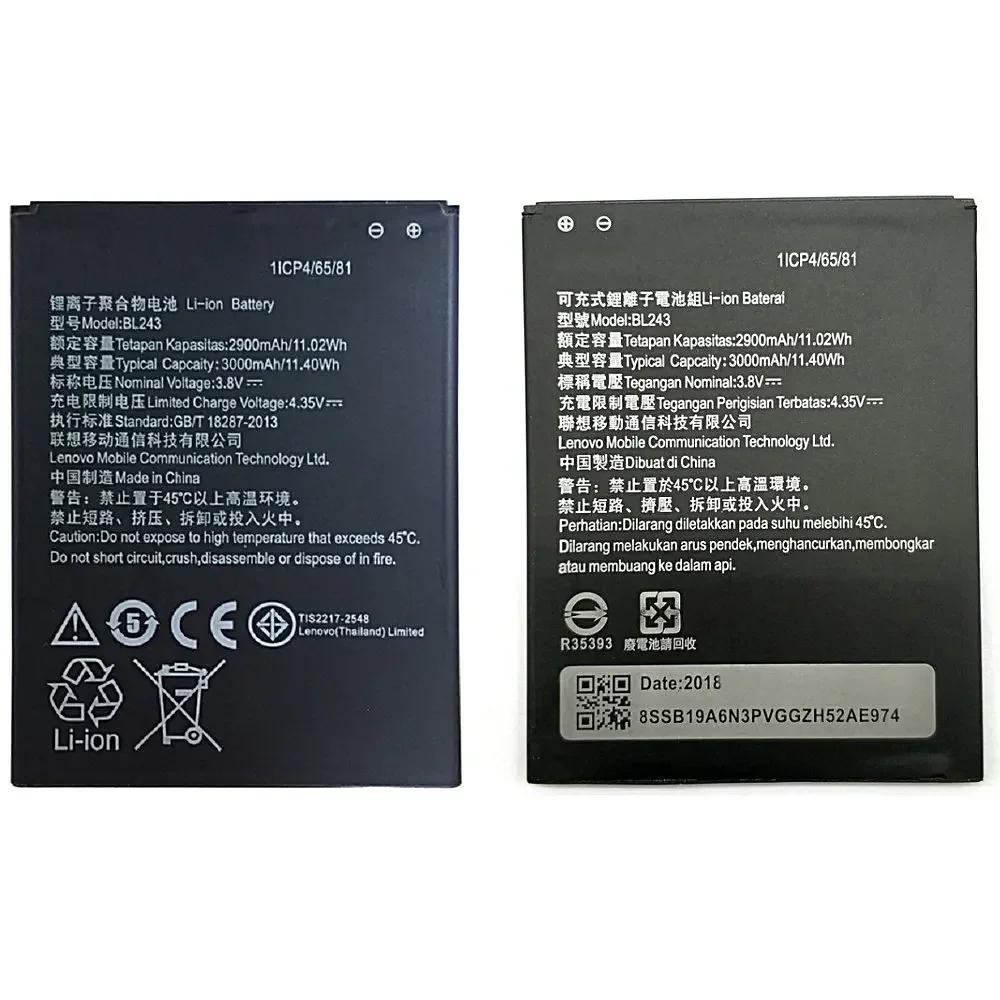 Аккумулятор BL243 2900 мАч для Lenovo K3 Note K50-T5 A7000 A5500 A5600 A7600 аккумуляторы мобильных