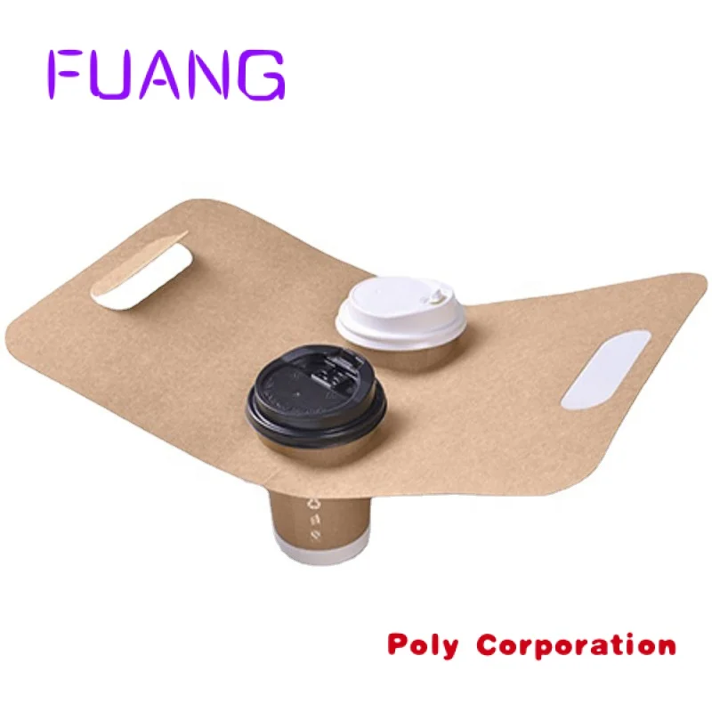 Disposable kraft paper cup holder single and double hole portable takeaway holder coffee milk tea plastic cup packaging creative