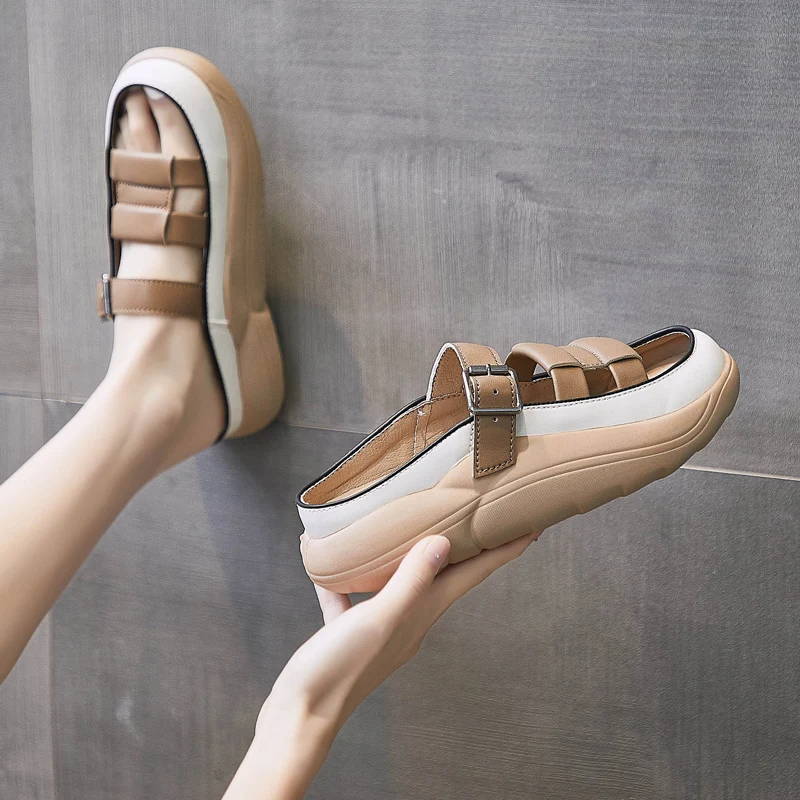 Women's Summer Sandals Half Slippers Outdoor 2023 New Versatile Thick Bottom Light One-word Slippers Fashion Casual Slippers