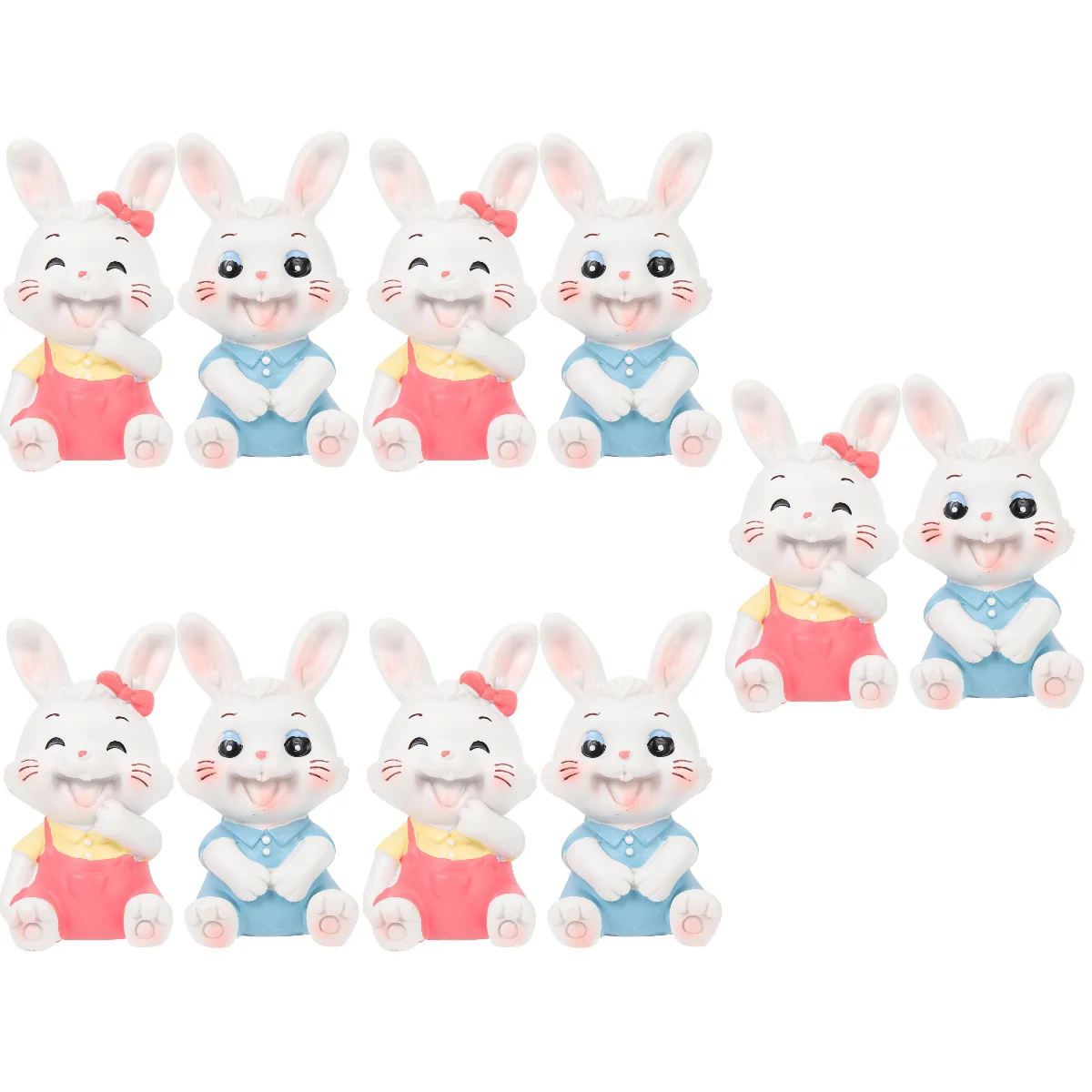 

10 Cartoon Miniature Rabbit Figurines Resin DIY Bunny Decoration for Desktop Cabinet