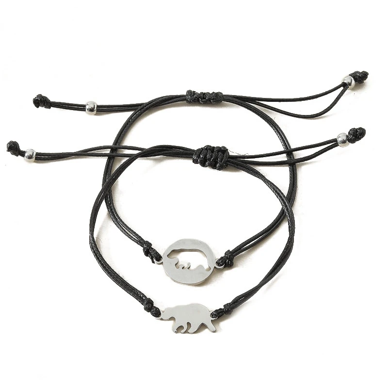 2 изысканных браслета с медведем из плетеной веревки регулируемый шнур