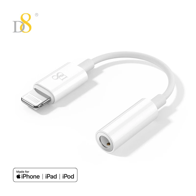 Адаптер D8 Aux для iPhone MFi Lightning на 3 5 мм адаптер наушников 13 12 11 Pro Max XR кабель