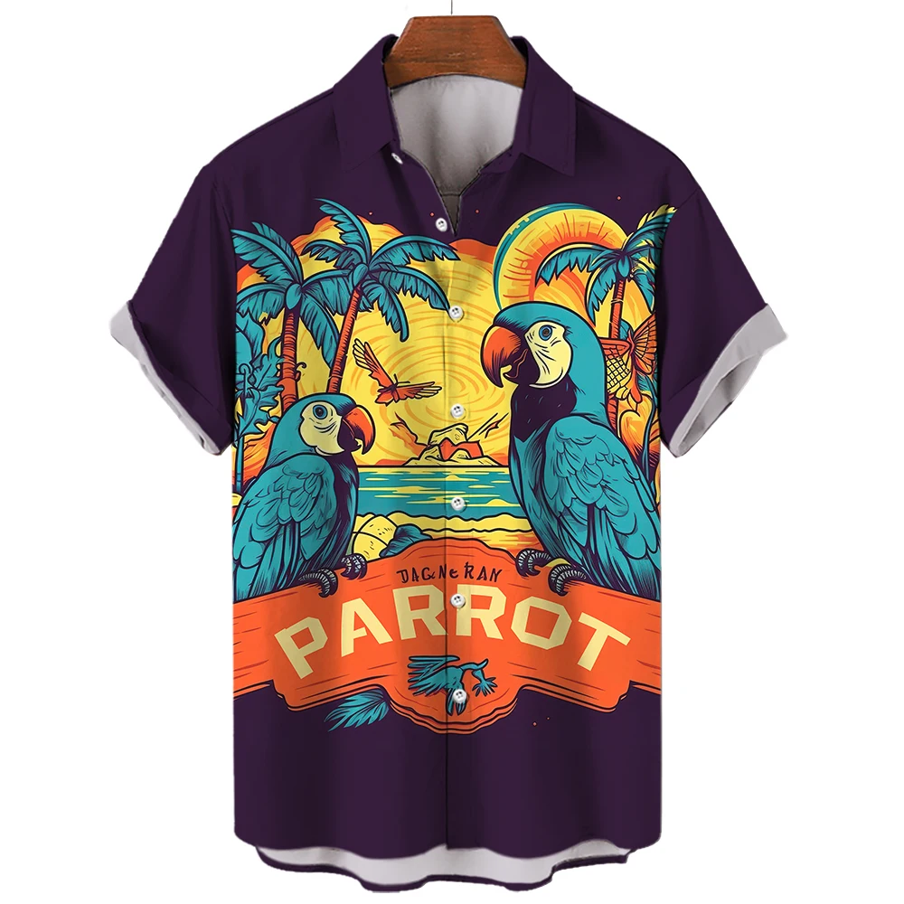 

Animal Shirt For Men 3d Parrot Pattern Men’S Clothing Summer Casual Top Tee Loose Oversized Shirt Hawaiian Sweatshirt Party Shir