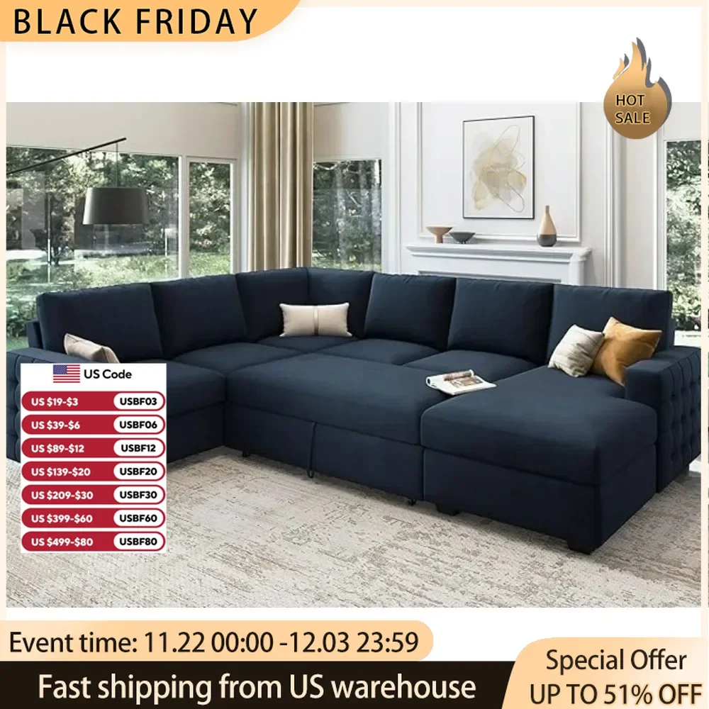 Секционный спальный диван выдвижная кровать с шезлонгом для хранения вещей